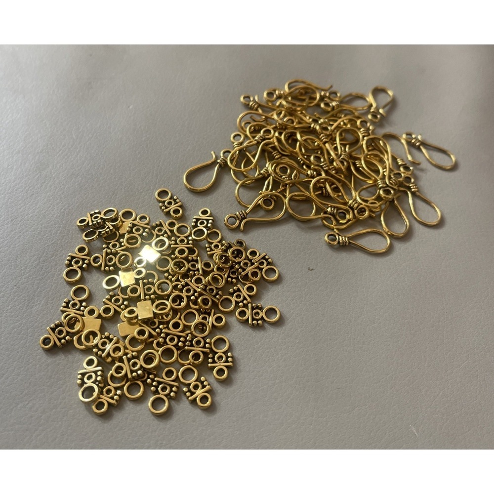 90+pcs /45+sets Antique Gold Pewter / Alloy Hook and Eye Clasps 24x10mm
